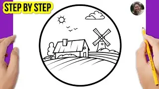 How to Draw Easy Scenery Step by Step | Aesthetic Landscape Drawing