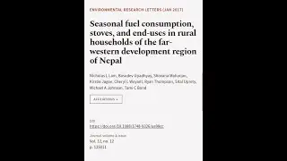 Seasonal fuel consumption, stoves, and end-uses in rural households of the far-wester... | RTCL.TV