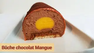 Bûche de Noël mousse Chocolat insert crémeux Mangue