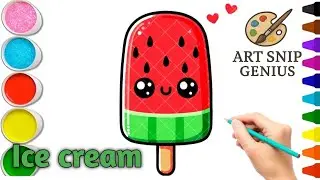 Cute Watermelon Ice Cream Drawing 🍉🍦 | Easy & Fun Art for Kids