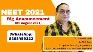 NEET 2021 Date Announced by NTA | Dr Sachin Kapur | NEET | AIIMS