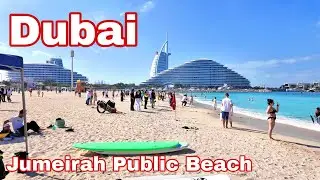Jumeirah Public Beach Dubai Morning Walk | Relaxing 4K Walking Tour 