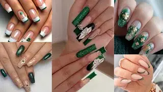 Top trending Green nailart design ideas images for girls|Emerald nails designs|green nails design