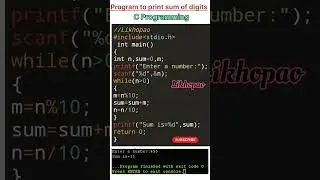 WAP to print sum of digits using C programming | @Likhopao | C programming | #programming