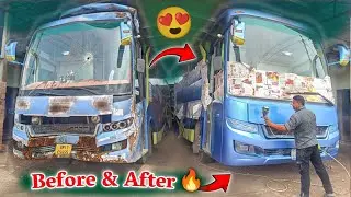 Bus Minor Repair & Full Paint Job | Side Panel Replacement & Finishing | How toxy
