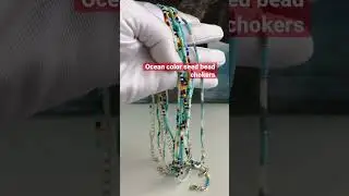 Seed bead chokers an Ocean colors #beadedjewelrymaking #beadworks #respect #shorts #beadedchoker