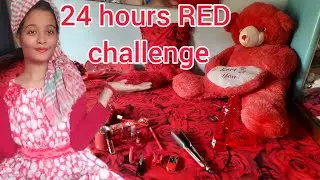 24 ঘন্টা শুধুই লাল || Using only *RED* things for 24 hours ❤