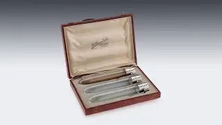 20thC SET OF THREE GERMAN SOLID SILVER & GLASS CIGAR TUBES FOR THE HAVANA COOLER