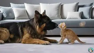 Giant Dog Meets Tiny Kitten For The First Time - Heartwarming Friendship! ❤️