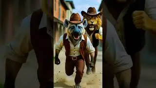The lion is chasing the hyena😱🤯#CowboyAdventure#EpicActionScene#WildWestStory#3DAnimation#trend2025