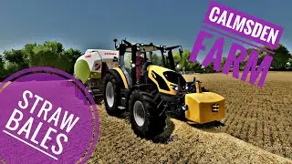 Press straw bales and transport | Calmsden Farm | #fs22 | #baling | #timelapse
