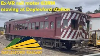 Ex-VR rail motor 63RM moving at Daylesford station