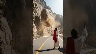 Giant rock almost crushing a car...🙆🔥