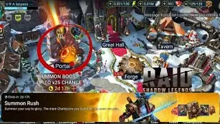 Raid: Shadow Legends- Portal worship going for Summon Rush points(1st void legendary pulled!)