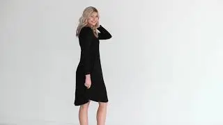Black DLMN Long Sleeve Swing Dress