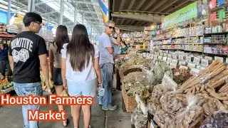 Houston Farmers Market. 4K Houston Texas Fresh Food Herbs Seasonings and Retail Pop Up