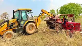 JCB 3dx Eco with Tractor Loading water in trolly |  Mahindra 275 | Eicher 485 | Swaraj 855 Fe #jc