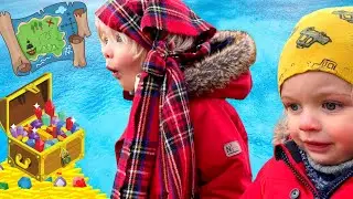 SKY AND FINN LOOK FOR BURIED TREASURE | Treasure Hunt Story