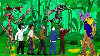THONAS Vs Siren head, Freddy Krueger, JASON, Jeff the killer, Michael Myers, Leather Face, Predator