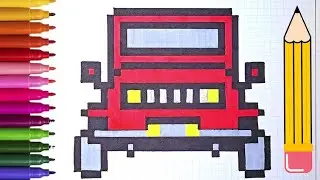 Drawing And Coloring A Jeep Wrangler | Fun Pixel Art For Kids