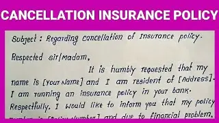 English Application for Cancellation Insurance Policy | Regarding Cancellation of Insurance Policy
