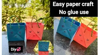 Easy paper craft #no glue use#coloue paper bag kese banaye hai ?# west mese best #art and craft