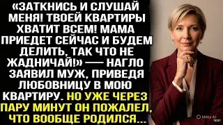 «Твоей квартиры хватит всем! Мама приедет и будем делить, не жадничай!» — заявил муж с любовницей.