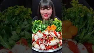 ตำเส้นเล็กใส่หมึกกล้วยจิ๋ว เผ็ดแซ่บมาก กินกับมะระขี้นกกรอบๆเข้ากันสุดๆ @ตั้งใจกิน