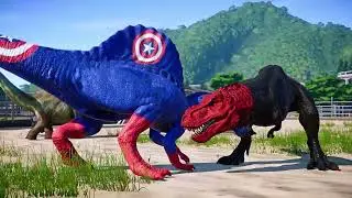 Captain America vs RED Skull & Deadpool vs  Spider-Man I Jurassic World Evolution