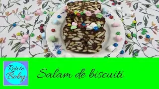 Salam de biscuiti cu mini bezele si mini M&M