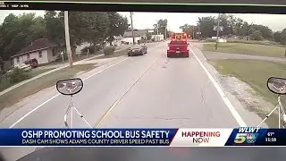 Ohio State Highway Patrol shares video of car speeding past school bus