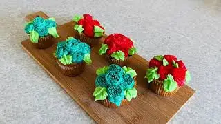 BUTTERCREAM FLOWER CUPCAKES USING RUSSIAN PIPING TIPS