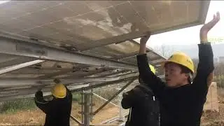 A large-scale solar power plant system is under construction