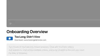 Onboarding Overview (Too Long; Didn't View)
