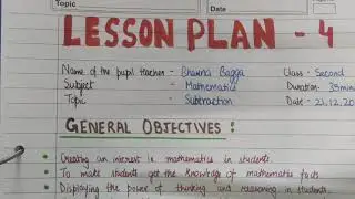 Maths Lesson plan on Subtraction for d el ed (Class 1 to 5)