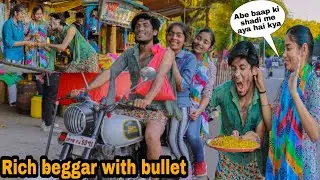 Beggar with bullet prank | Rich beggar prank | Epic reactions | Bullet Raja