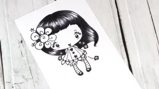 Color Wednesday #10 - Black Hair with Copics & The Greeting Farm Dahlia