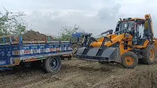 JCB 3dx Xpert Machine Loading Mud Tractor's | Mahindra Tractor And Massey 241 Di Tractor Trolley 