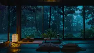 Dark Bedroom Winter Rain 🌧 (No Ads) | Cozy Forest Cabin Sounds for Relaxation and Sleep
