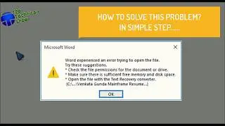 ✔️ SOLVED| Word Experienced an error trying to open the file | Hindi #youtube #microsoft #msword