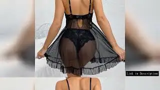 Sexy Nightgown Set Plus Size Sets Transparent Ultra-thin Women Pajamas Lace Brathong Set  Summer Lin