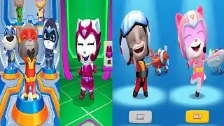 Talking Tom Sky RUN VS Talking Tom Hero Dash SUPER TOM VS SUPER ANGELA New Outfit Android Gameplay