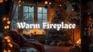 Warm and Cozy Christmas Ambience 🎄 2 Hours Crackling Fireplace  with Snowfall ❄️ | Holiday Vibes
