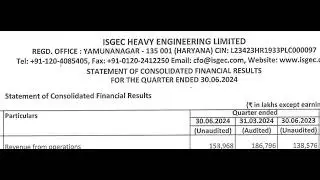 Isgec Heavy Engineering Q1 Results | Isgec Results | Isgec Heavy Engineering Share | Isgec Share