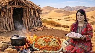 Traditional  Rural Life : Cooking Lunch in the Village For The Family With Chicken And Rice 