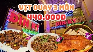 Dìn Ký: Thưởng Thức Vịt Quay Bắc Kinh Nguyên Con làm 3 món chỉ 440K, Vịt lớn chế biến thơm ngon.