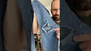 I'm making a tool belt out of these ripped jeans #sewing #diy #recycle