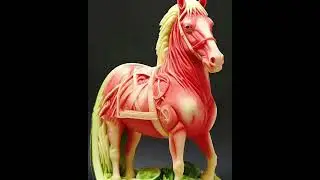 Fruit Carving 🍉🍉 🐎 🐎  Horse # Outstanding craftsmanship 🐎 #shorts #fruit carving #asmr #