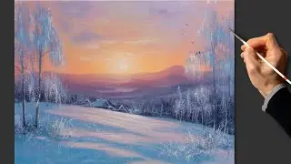 Acrylic Landscape Painting ❄️ Winter Sunset ❄️ Art & Music ❄️ Picture | Kreativit&auml;t Kunst Malerei