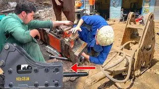 How Mechanic Repair a Crusher Hammer & Replace Piston. #crusher #Piston